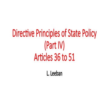 Comprehensive Overview of Directive Principles of State Policy and ...