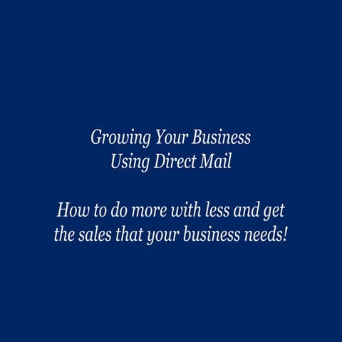 Direct mail promo