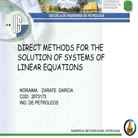 Direct methods for the solution of systems of linear equations