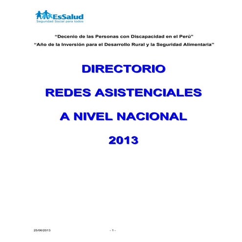 Directorio redes provincias essalud