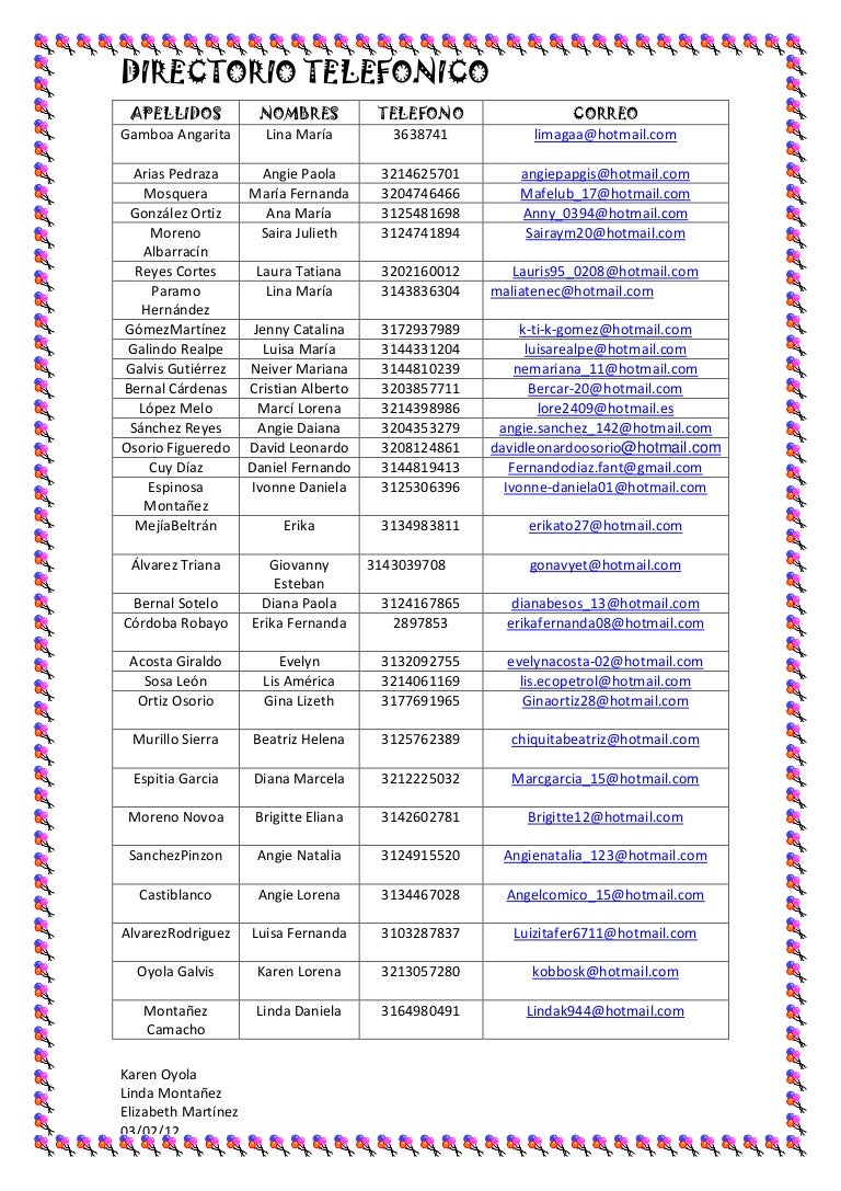 Directorio telefonico.
