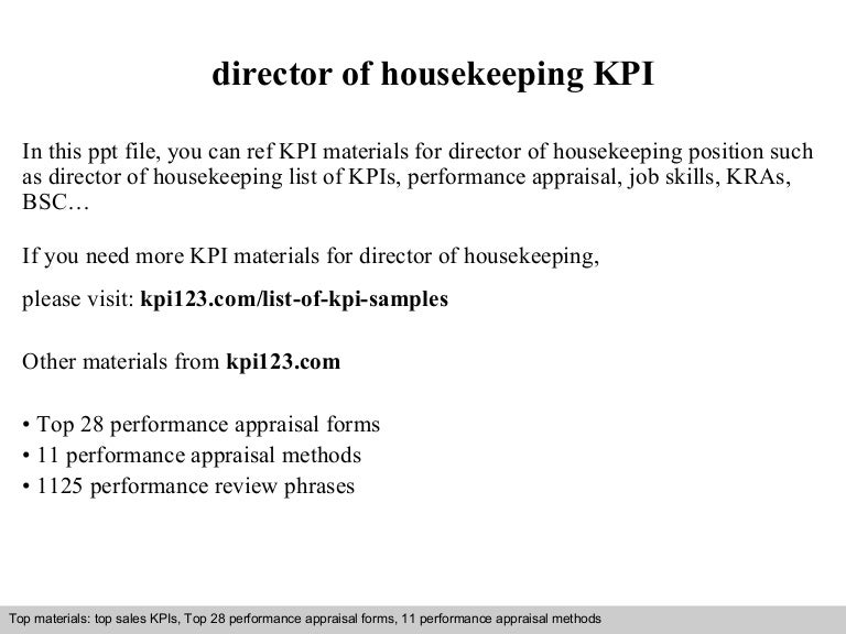 Director of housekeeping kpi
