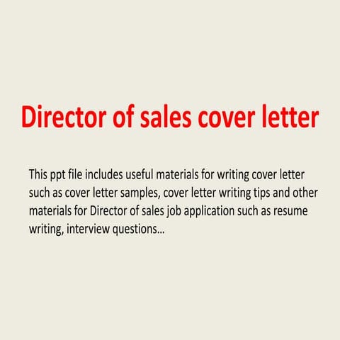 Director of sales cover letter