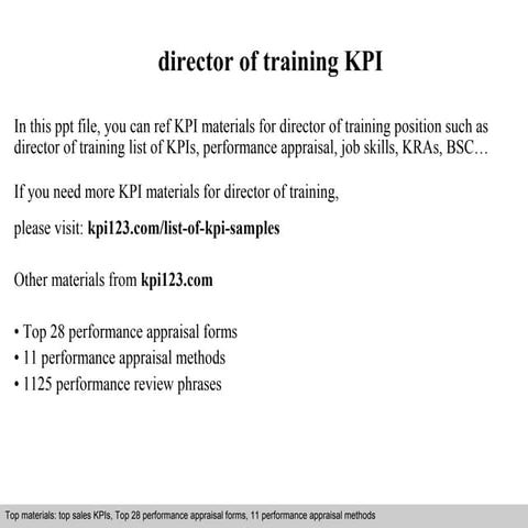 Director of training kpi