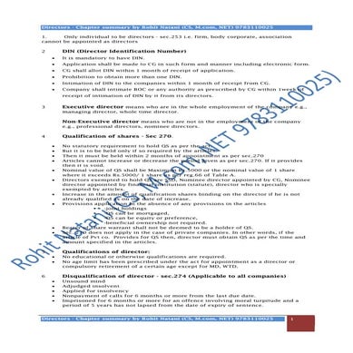 Directors notes for companies act 1956