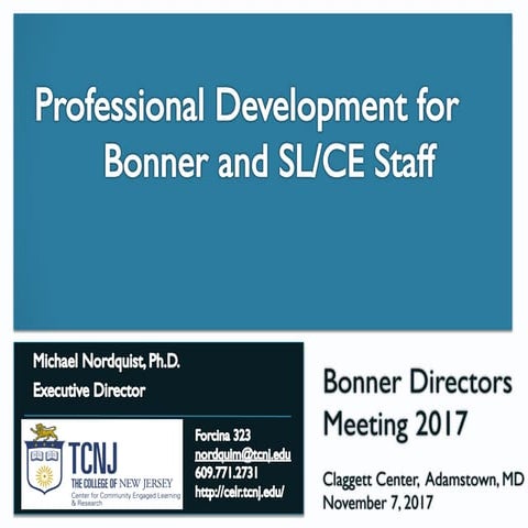 Professional Development for Bonner and SL/CE Staff