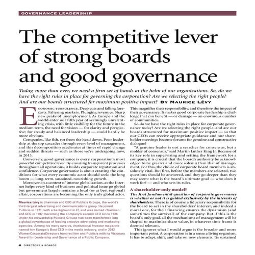 Maurice Lévy: The Competitive Lever of Strong Boards and Good Governance