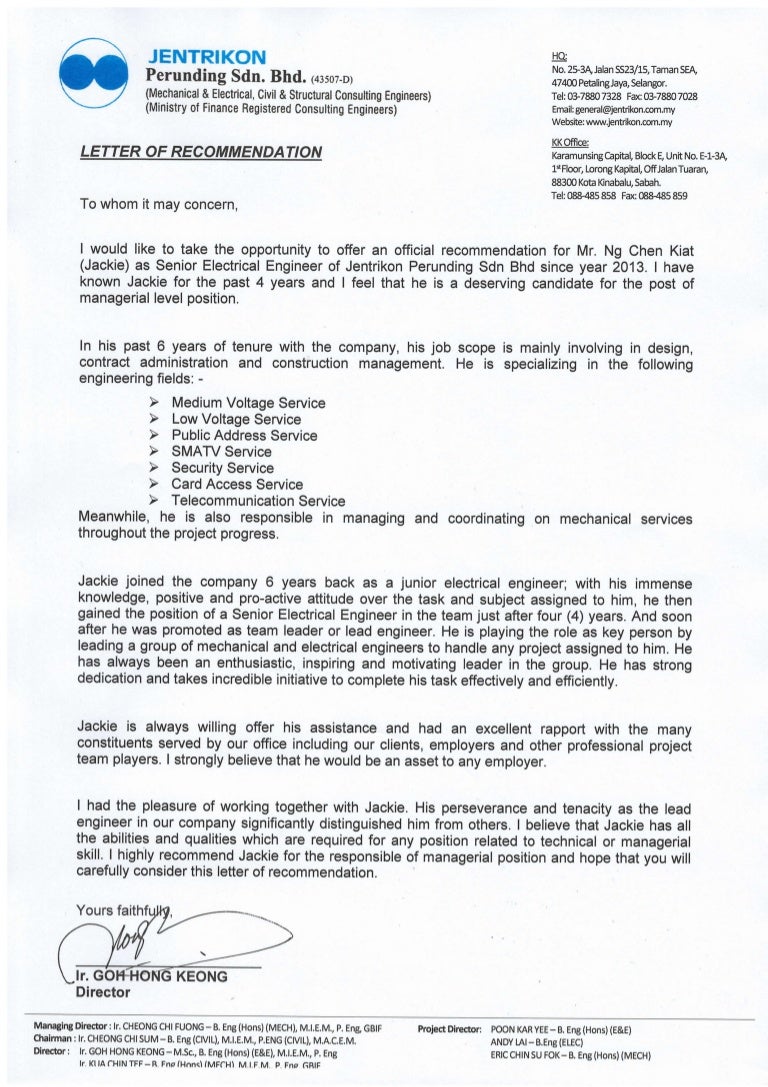 Director S Recommendation Letter