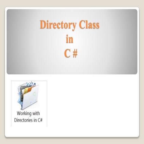 C# Directory class in c# | PPT