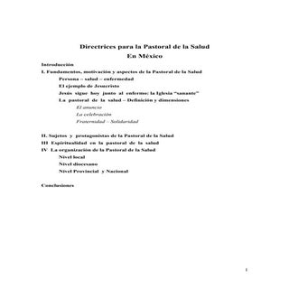 Directrices de la pastoral de la salud