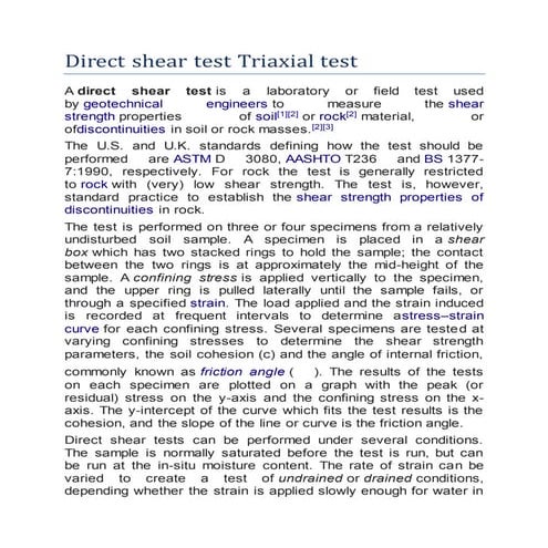 Direct shear test triaxial test