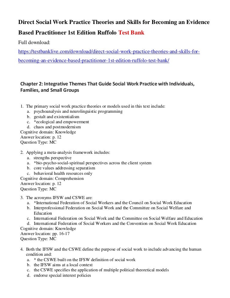 Getting Ready For Direct Practice In Social Work – JSEFUE