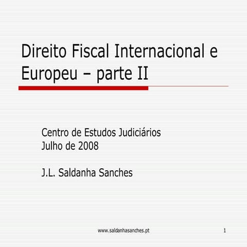 Direito Fiscal Internacional E Europeu Cej Julho De 2008 Ii