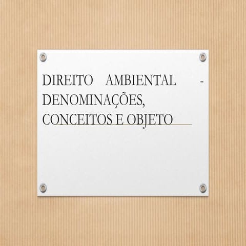 DIREITO AMBIENTAL  - DENOMINAÇÕES, CONCEITOS E OBJETO.ppt