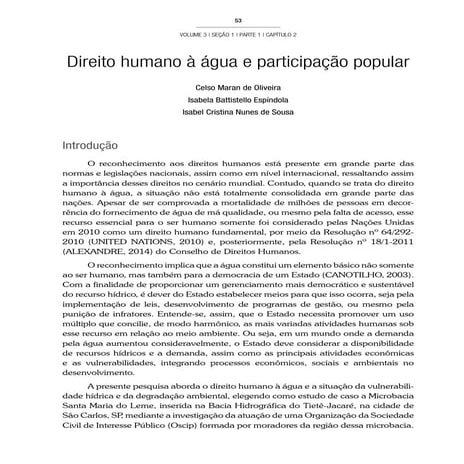 Direito humano à água e participação popular