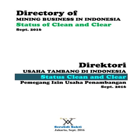 Directory of Clean and Clear Status of Mining Business Permit Holders in Indonesia