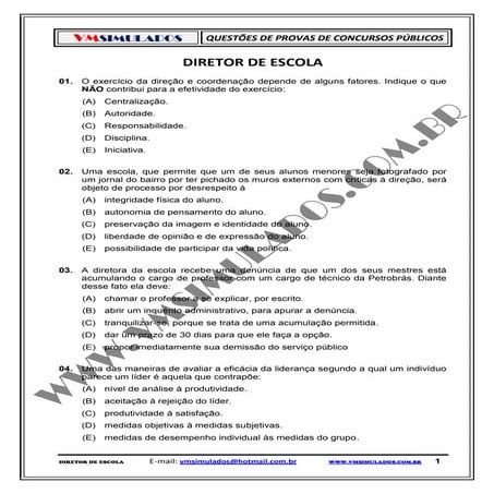 DIRETOR DE ESCOLA - SIMULADO DIGITAL | PDF