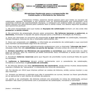 Diretrizes pastorais para as leitor...