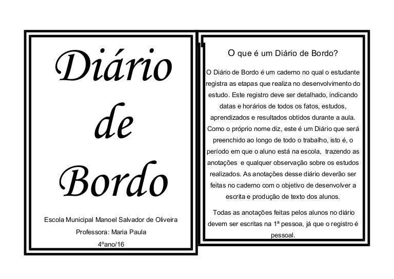 Diário de bordo capa Diário de bordo capa