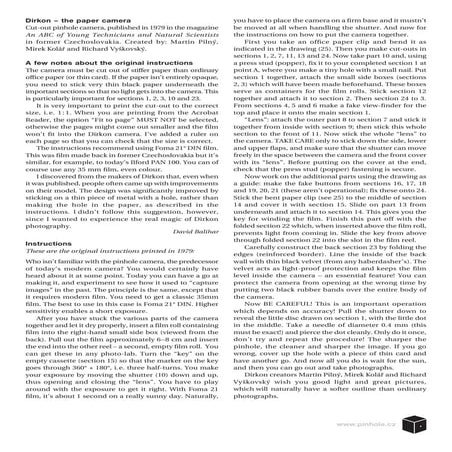 Plantilla para crear tu propia Dirkon (cámara fotográfica de papel)