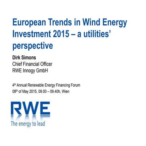 European Trends in Wind Energy Investment 2015 – a utilities’ perspective