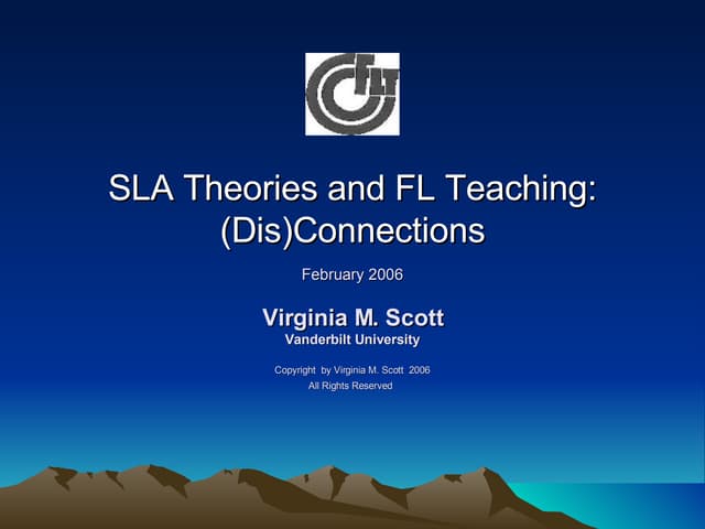 Dis Connections. Sla Theories