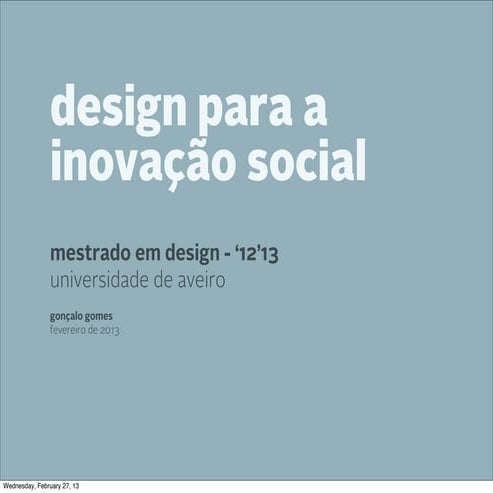Design para a Inovação Social . 1