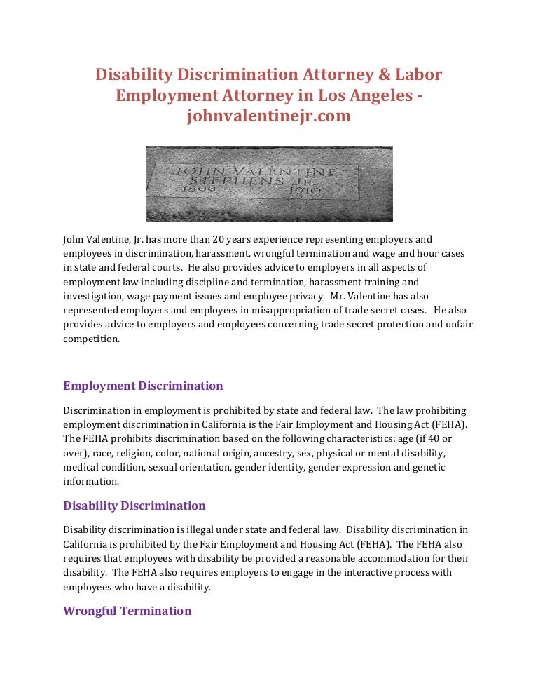 Disability Discrimination Attorney And Labor Employment Attorney