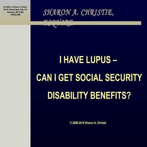 Disability for Lupus Seminar Sharon Christie