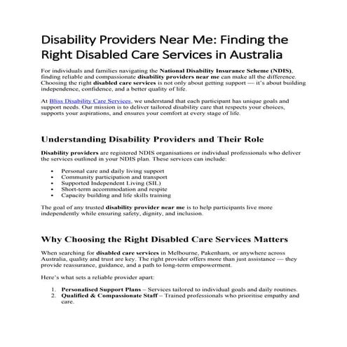 Empowering Lives Through Quality Disability Care | DOCX