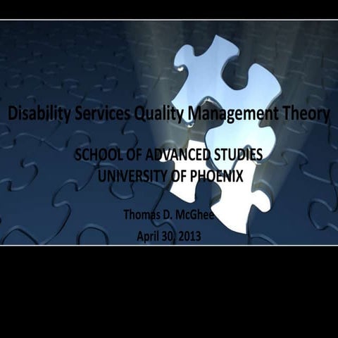 Disability services quality management theory   mc ghee