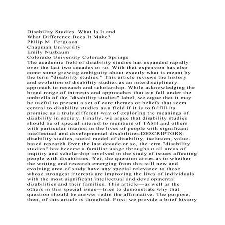 Disability Studies What Is It andWhat Difference Does It Make.docx