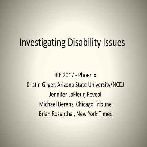 Investigating Disabiity Issues