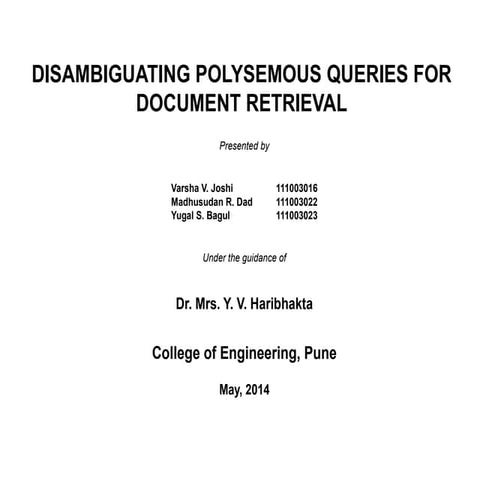 Disambiguating Polysemous Queries For Document Retrieval