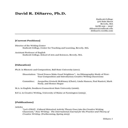 PhD CV: English Faculty | PDF