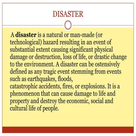Disaster and Management