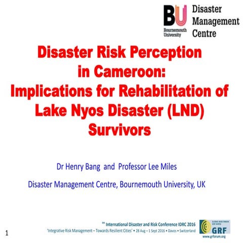 Disaster Risk Perception in Cameroon and its Implications for the Rehabilitat...