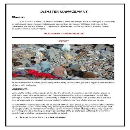Disaster managemant