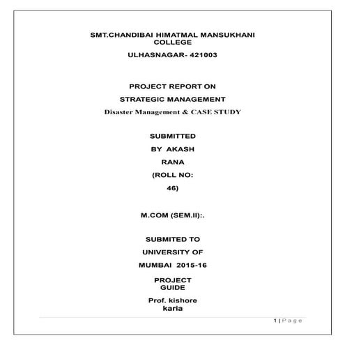 Disaster management Project For Class 9 