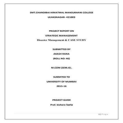 Disaster management with case study