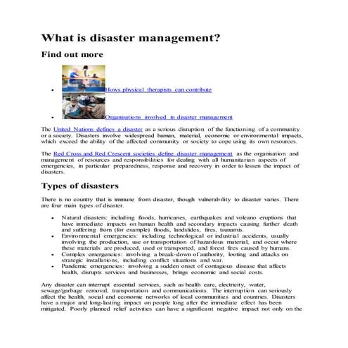 Disaster management