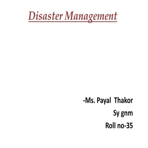 Disaster disaster management during emer