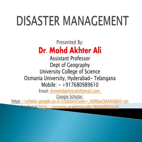 Basics in Disaster Management 