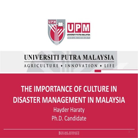 The Importance of Culture in Disaster Management in Malaysia | PPTX