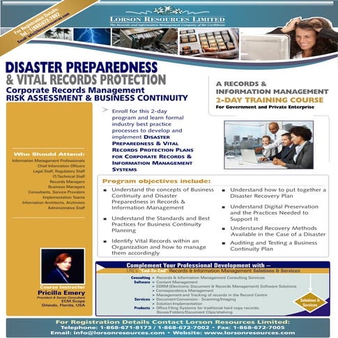 Course Outline - Disaster Preparedness and Vital Records Protection