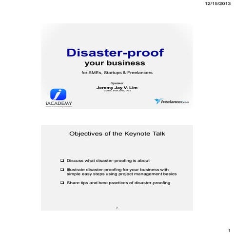 Disaster proof your business in easy PM Steps
