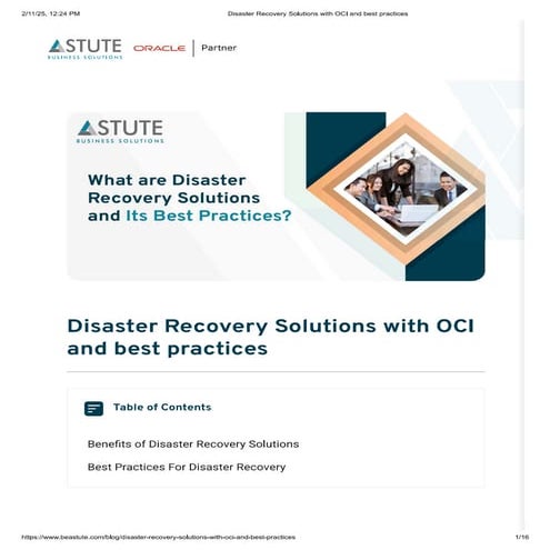 Disaster Recovery Solutions with OCI - Best Practices for Seamless ...