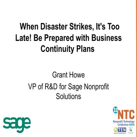 Disaster Recovery NTC 2010