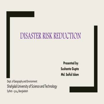 Disaster Risk Reduction