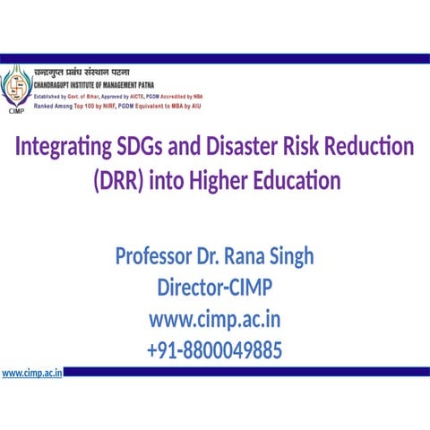 Disaster Risk Reduction -Integration with SDGs